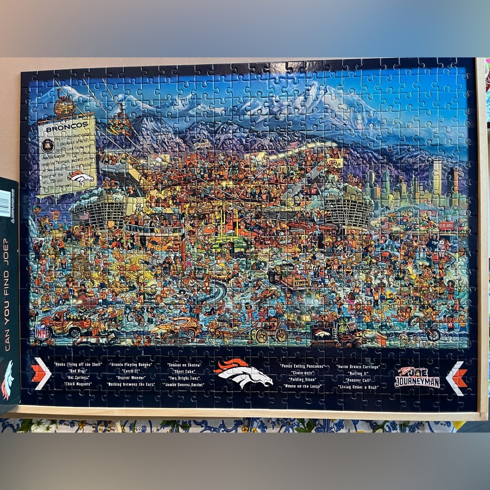 Denver Broncos NFL Search Puzzle 500pc Find Joe Journeyman 24”x18” COMPLETE